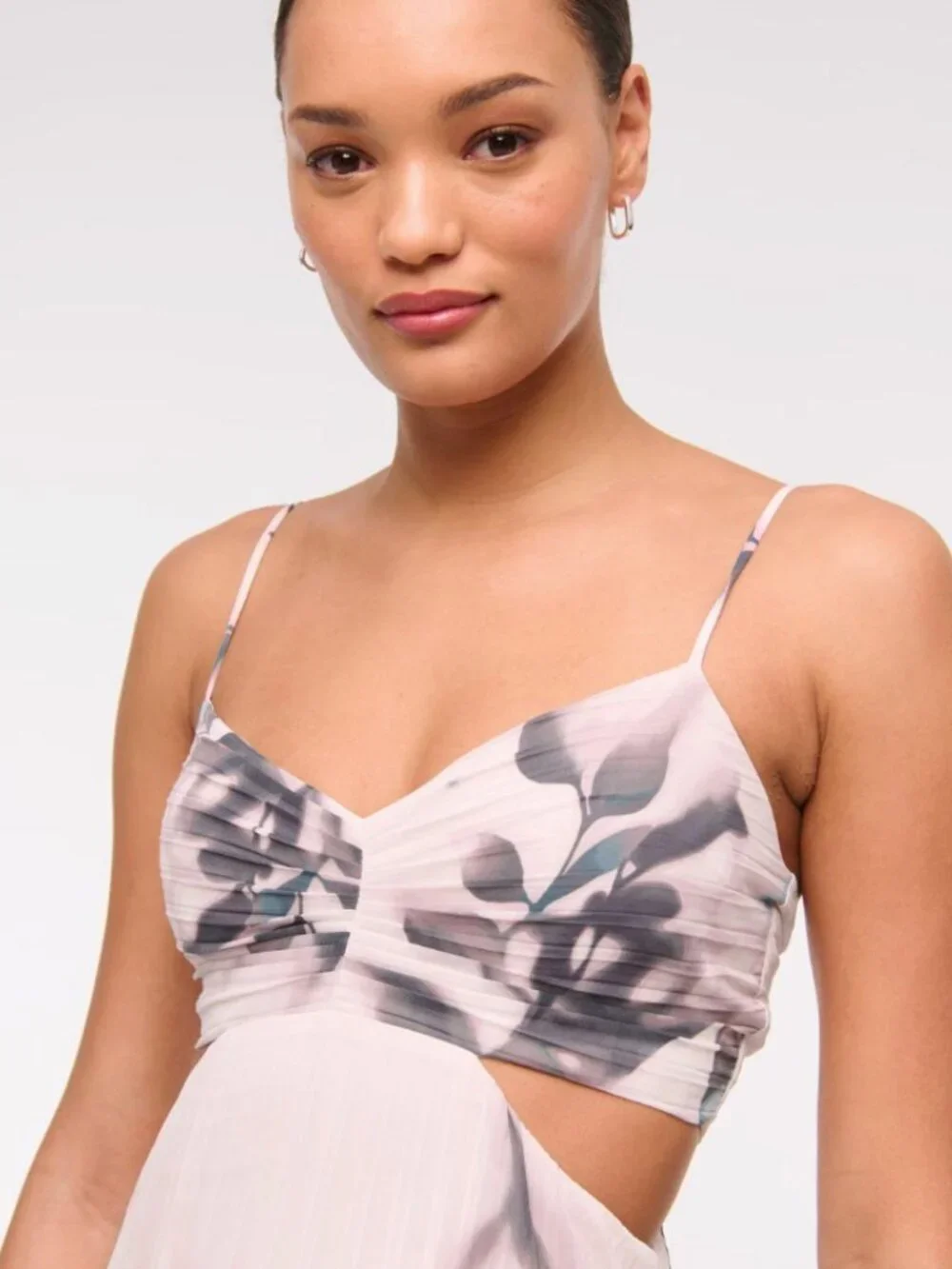 NWT Abercrombie & Fitch Womens Giselle Babydoll Cutout Maxi Dress Floral XS Tall